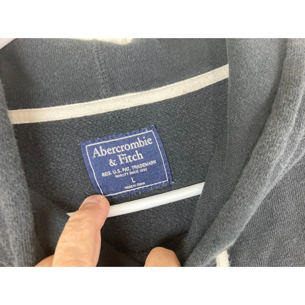 Abercrombie & Fitch Y2K Hoodie Mens L Black Pullover Sweatshirt Streetwear